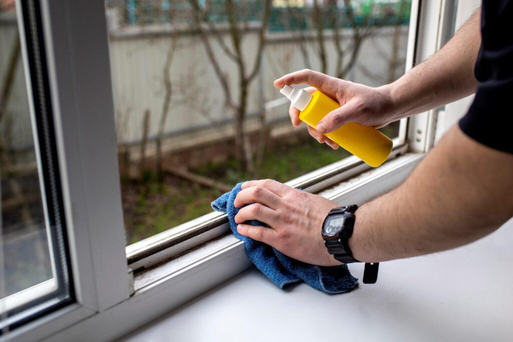 K odstranění samolepek z oken použijte například mýdlo nebo čistící prostředek na okna.